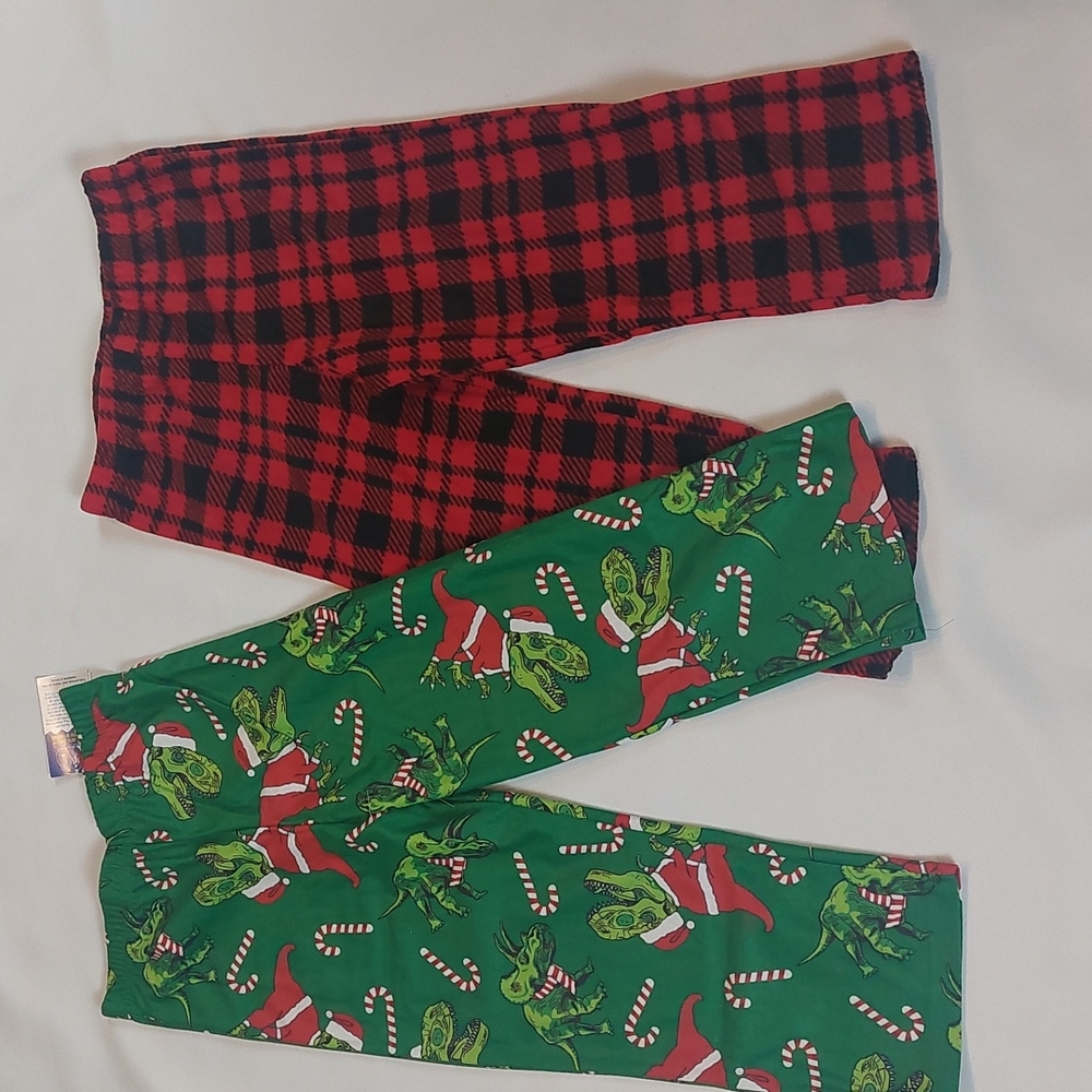Up‎ Late set 2 pack Boys pajama pants with socks Holidays size S 4/5